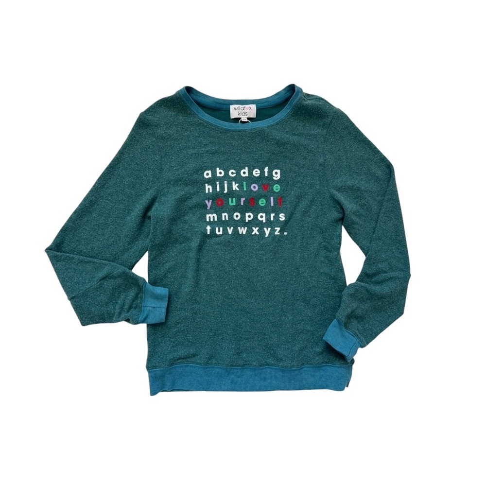 Wildfox Kids Teal “love yourself” sweatshirt Large/10-12 NWT